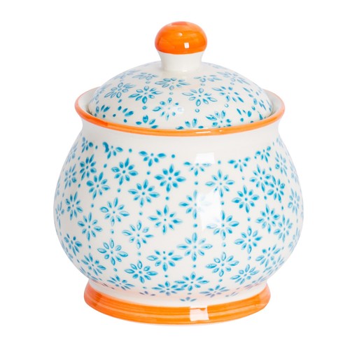 Hand printed sugar bowl 10cm - sugar,