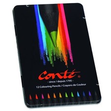 BIC Conte Colouring Pencils - Wood Free Colouring Pencils - Tin of 12