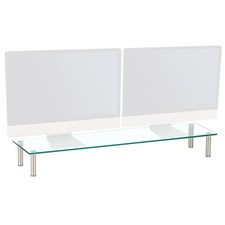 Large Twin Monitor Riser Stand TV PC Dual Double Screen Computer 14cm High Clear