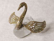 Vintage Crystal Swan Trinket With Head, Neck & Articulated Gold Wings