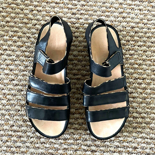 Clarks black strappy leather - clarks,