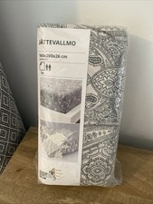 Ikea Jattevallmo Fitted Sheet Black + White Paisley 160x200x26cm King Size