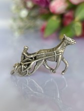Vintage Sterling Silver Horse & Sulky Harness Racing Jockey Charm Or Pendant