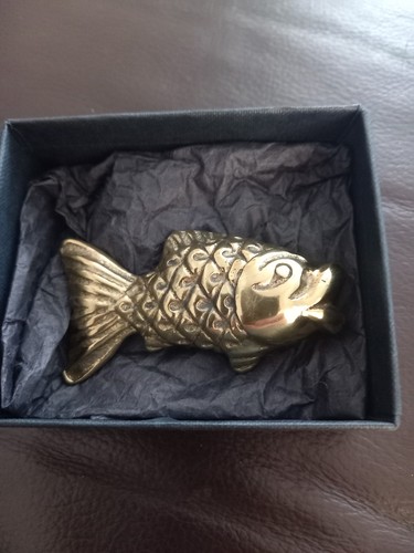 Solid brass paperweight fish - solid,