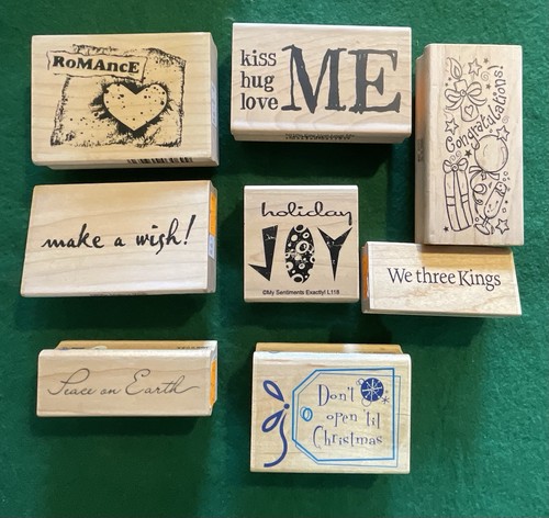 Woden rubber stamps - job, lot