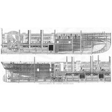 SS GREAT EASTERN The Leviathan Steam Ship Longitudinal Plan - Antique Print 1858