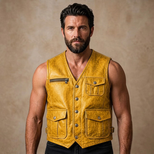 Men distressed yellow - men's,