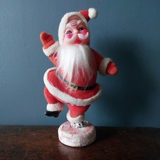 True Vintage Flocked Father Christmas Santa Festive Christmas Decoration Large