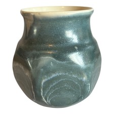 Vintage Aviemore Pottery Scotland Vase Gray Handmade Ceramic Round Height 12