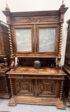 Large French 19th Century Antique Carved Solid Walnut Kitchen Dresser Cabinet