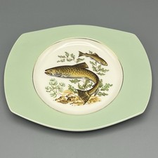 Figgjo Flint Norway Fish no.4 Dinner Plate green Rim Brown Trout Vintage 1960s