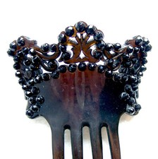 Victorian mantilla style mourning hair comb with applied French jet