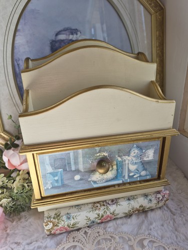 Vintage cream gold wooden - vintage,