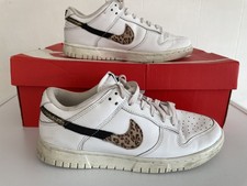 Womens Nike Dunk Low Trainers White Leopard Print Size UK 4.5 DD7099-100
