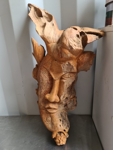Wooden handmade carving face - wooden,