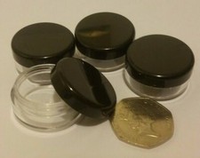 Small Clear Travel Sample Pots Jars Pieces Containers 5g 5ml with Black Lids jdb