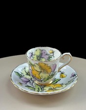 Vintage Stanley Pansies Floral Express Cup and Saucer England Fine Bone China