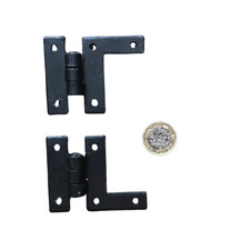 WROUGHT IRON DECORATIVE L HINGE SMALL BLACK RUSTIC SOLD IN PAIRS 2"