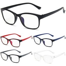 Square Rectangle Clear Lens Coloured Temple Glasses Anti-Blue Light BV