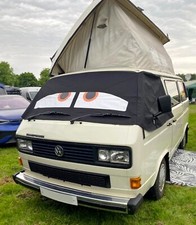 VW T25 / T3 Front Window Screen Cover Black Out Blind Curtain Wrap Eyes Orange