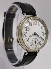 Vtg c1914 WW1 Era Military Chrome Nickel Plated 33mm Quality Gents Trench Watch