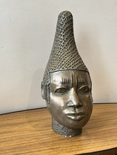 Vintage Ceramic Copy Of Benin bronze, Queen Mother Lyoba, Alter Head, Bust, GC