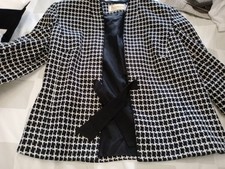 Roman Originals Ladies Dogtooth Jacket  Sz 16 Tie Closure Black And White Check 