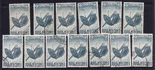 1952 Papua New Guinea PNG 2/- Blue Masks & Spears Used  13 Stamps