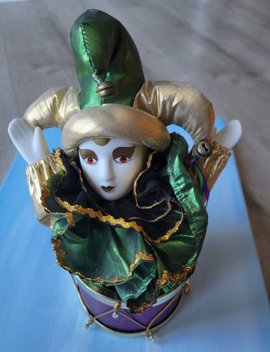Porcelain jester doll figure - jester,