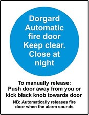  Fire door equipment dorgard Safety sign 