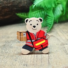 Postman gift teddy bear - postman, badge