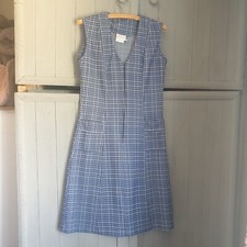 Vtg 60s 70s Blue Grey Check
