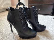 Black Lace Up Ankle Boots Size