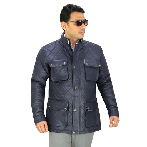 Navy blue real lambskin - navy,