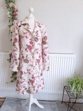 STUNNING AVOCA ANTHOLOGY BOILED WOOL IVORY, PINK FLORALS FROCKCOAT Sz 3 UK 12/14