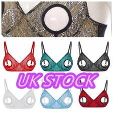 UK Women Nipples 3/4 Cup Bras Fancy Dress Lingerie Babydoll Unlined Cupless Sexy