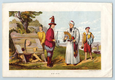 c.1880 Rare Lithograph Print, Man Restrained by a Cangue Tcha, Punishment China
