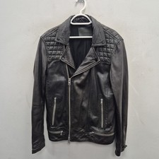 Allsaints Conroy Dark Brown Leather Bomber Punk Rock Biker Moto Jacket Medium