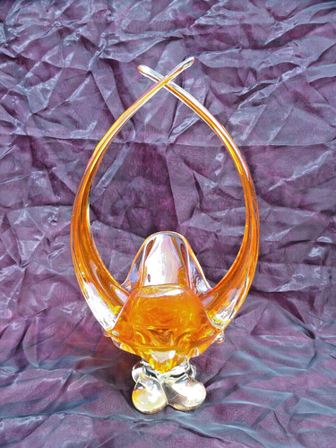 Murano glass basket vase - murano,