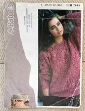 ? VINTAGE PATONS PATTERN 7449 FOR LACE STITCH SWEATER IN COTTON RIBBON 32 - 38”