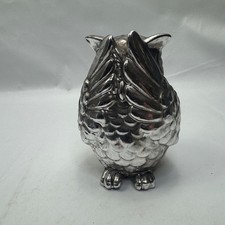 Unbranded Silver Ceramic Owl Money Box Piggy Bank See-No-Evil Design