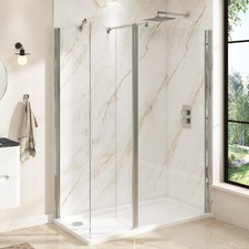 Walk In Wet Room Shower Enclosure 8mm Glass Screen Cubicle Side Panel Stone Tray