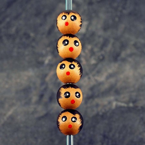 Wooden angel doll head - doll, beads