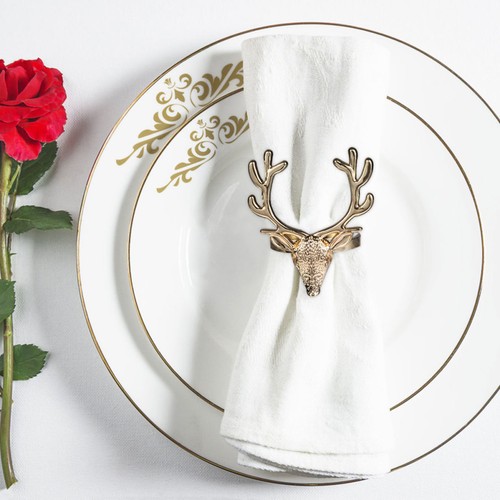 4pcs golden alloy deer head - alloy,