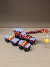 Thomas the Tank Engine Wooden Train Set with Rocky and Flatbed Cars