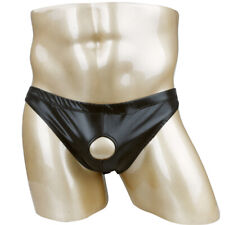 Men's Briefs Gay Front Hole Jockstraps Panties Wetlook Leather Bikini Underwear