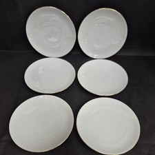 6 x Thomas Germany Medallion Thin Gold Band Side Tea Plates - 17.5cm 