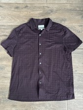 Short Sleeve Maroon Dogtooth Textured Shirt From Autograph M&S L