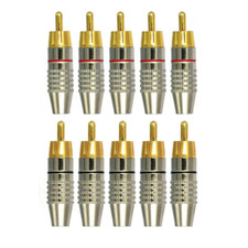 RCA Plug Solderless Gold Audio Video Adapter Cable Connector Cable Connector (10