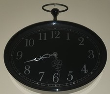 John Lewis Black Silver Oval Wall Clock 40cm W 31cm H